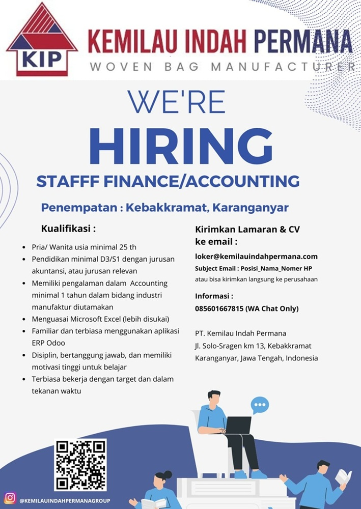 LOWONGAN STAFF FINANCE/ ACCOUNTING KEMILAU INDAH PERMANA